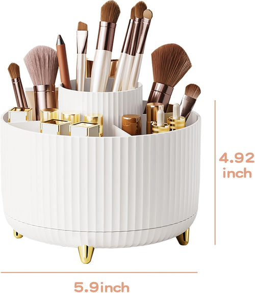 360° Rotating Makeup & Brush Organizer - Dustproof Vanity Storage